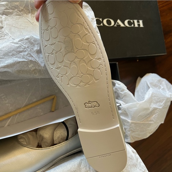 NWT COACH Emilia Silver Metallic Leather Ballet Flats - 9.5 - Picture 9 of 11